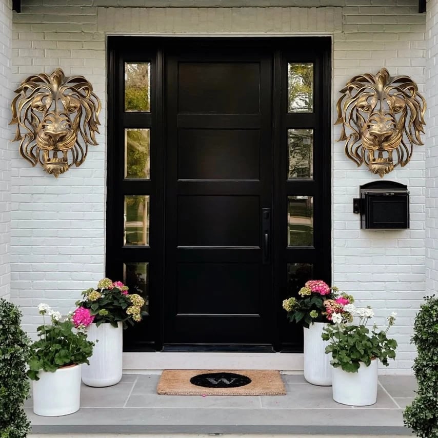 Metallisk Lejonhuvud Väggdekoration - Elegant och Stark