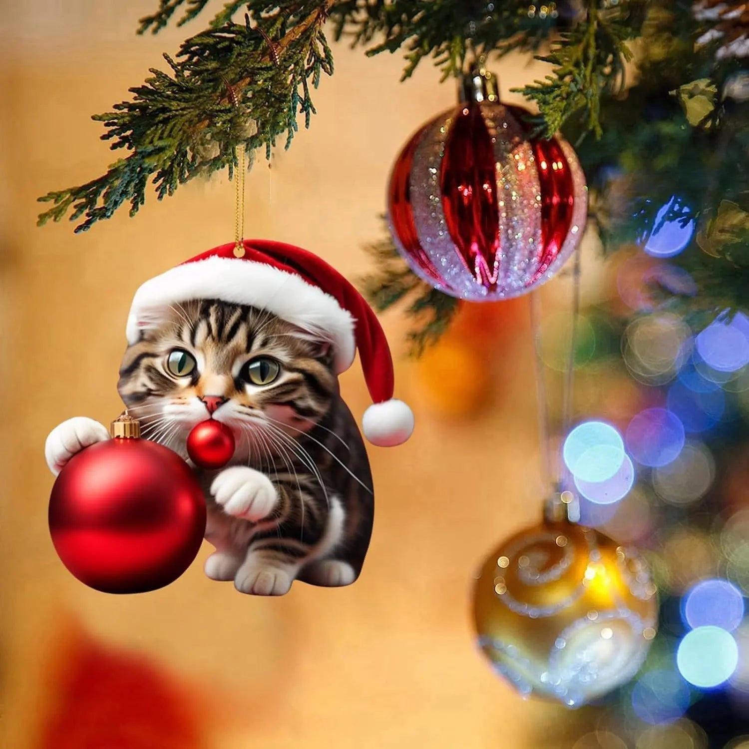 Katt Julprydnad - Söt Festlig Träd Dekoration