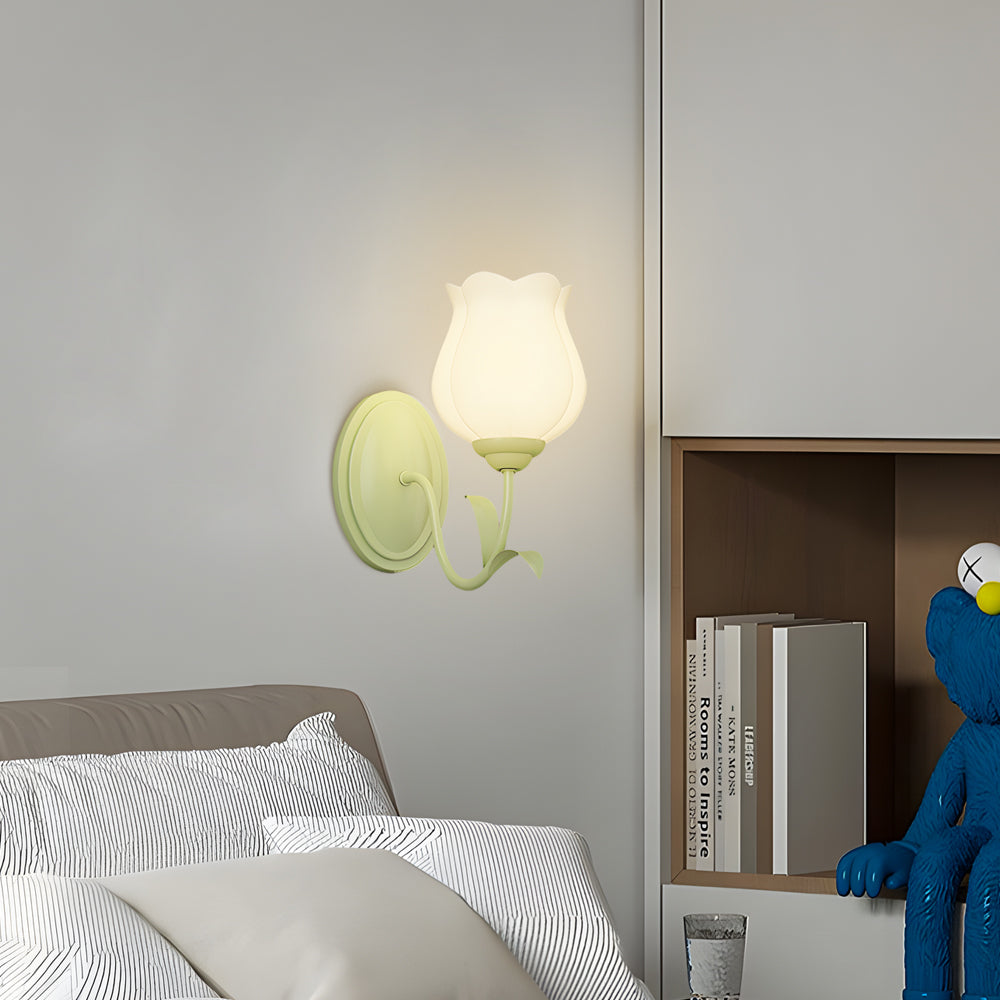 1/2-Ljuskronor Blomster Glas Tre-Stegs Dimbar Grön Vägglampa