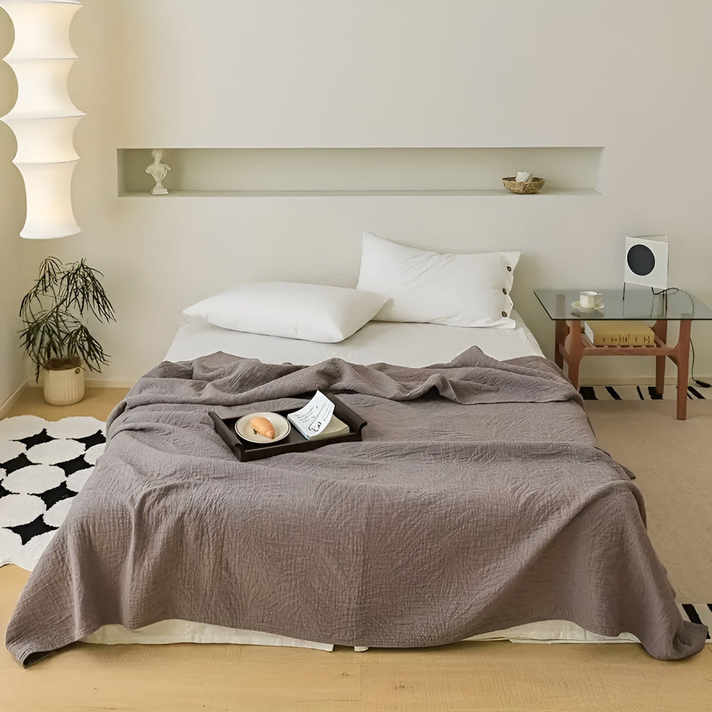 Mjuka Blad Bomullspläd