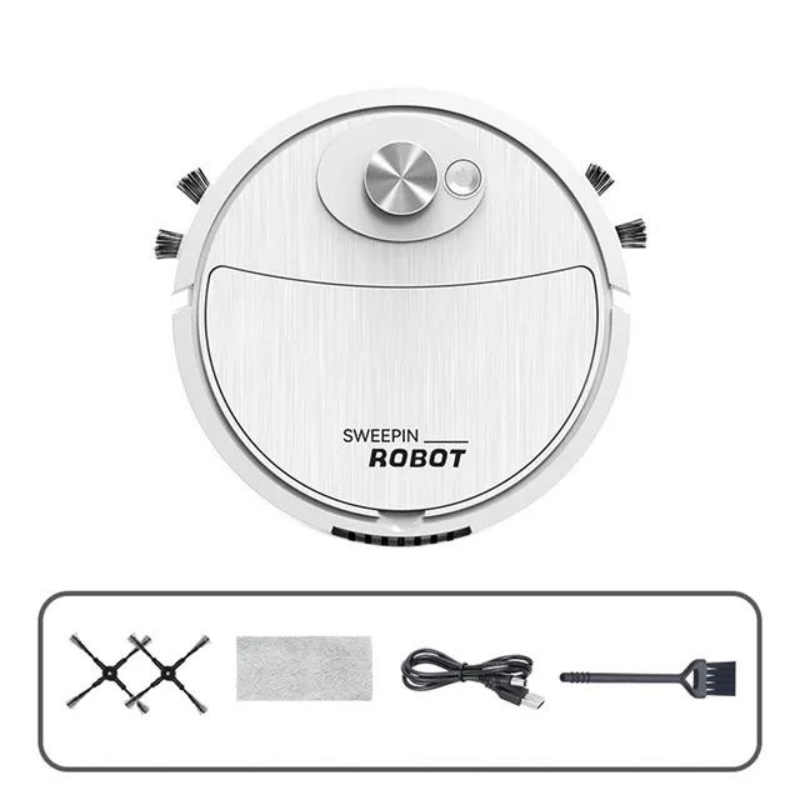 Carvallo Bot Saugrobot 3-i-1 | Sug, Torka & Sop | Tyst & Kompakt | USB-Laddning