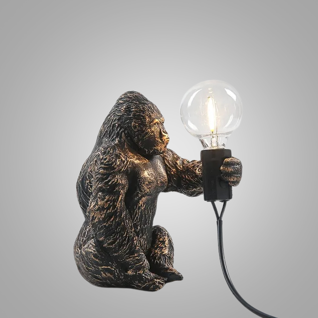 GorillaLux - Unik Gorilla Bordslampa | Modern Djurarmatur med Varm LED Belysning