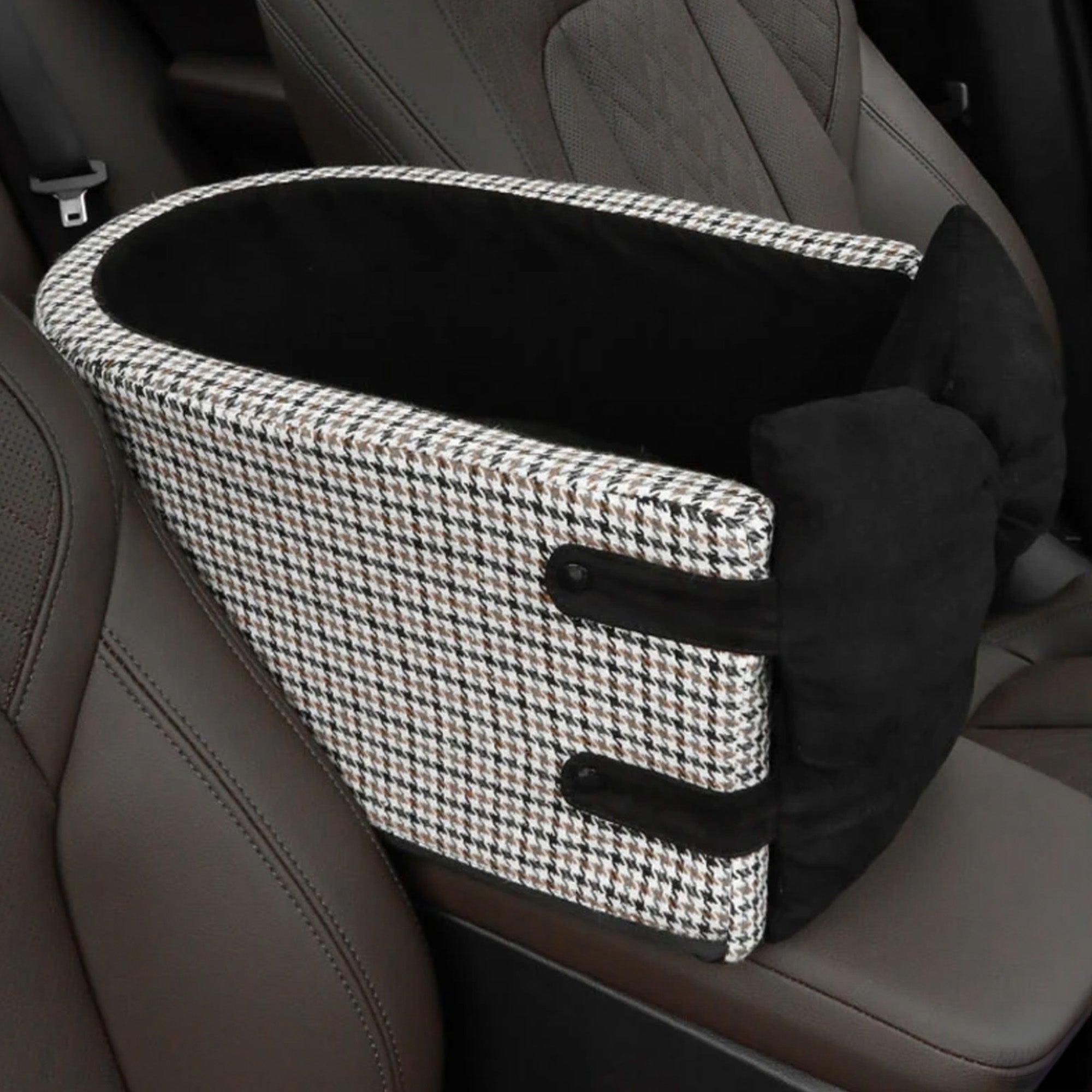 Houndstooth Lookout Console Pet Car Seat – Bekväm, Säker & Stilren