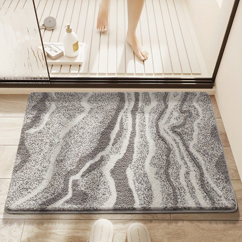 Modern Zebra Badmatta | Mjuk Plysch | Absorberande Halkfri Polyester | Brick by Brick