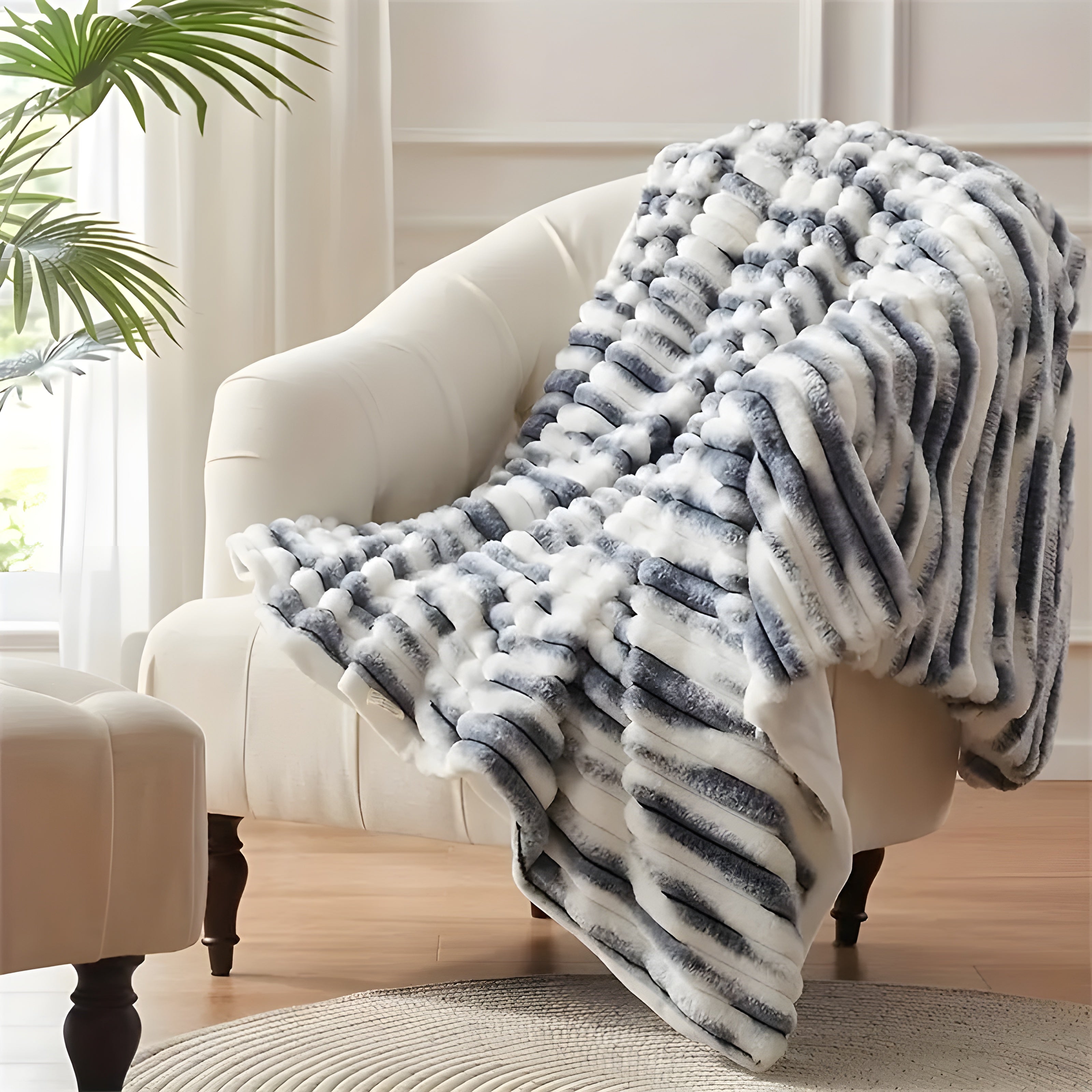 FauxFur Täcke - Mjuk Pläd-Sherpa-Fleece Täcke