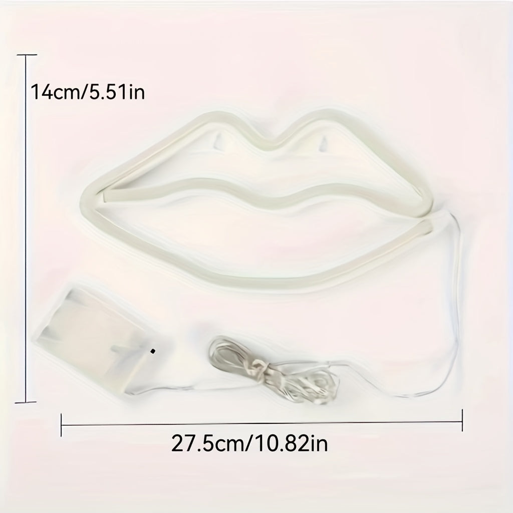 GlowLips - Neon Rosa LED Läppljus, USB Drift, Alla Hjärtans Dag Dekoration