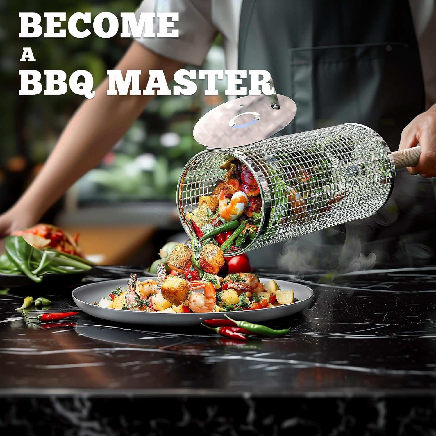 Premium Grillkorgar | Rostfritt Stål BBQ Verktyg för Utomhusmatlagning