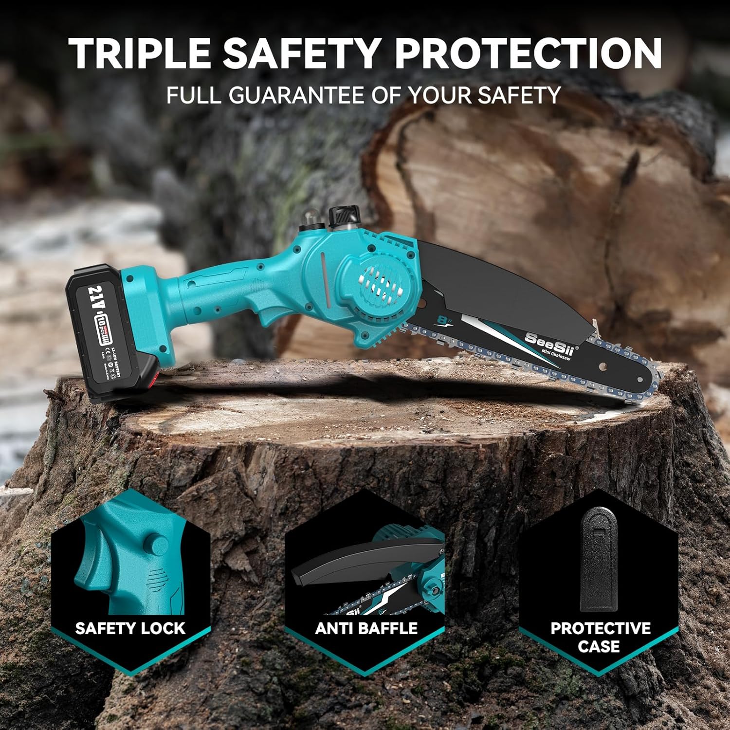 PowerCut Mini | Trådlös 6-tums kedjesåg för trädtrimning