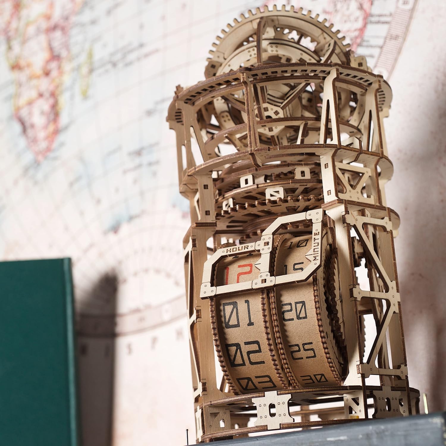 Trähjulsats | 3D DIY pusselur för skrivbord