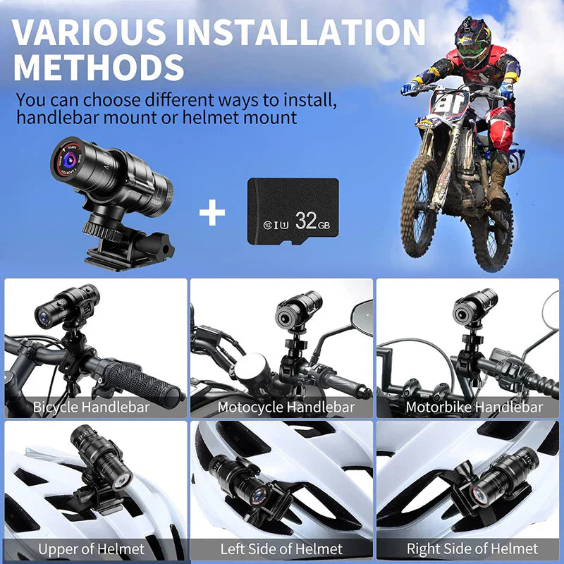 Actionkamera Vattentålig Hjälscykel Nattvision