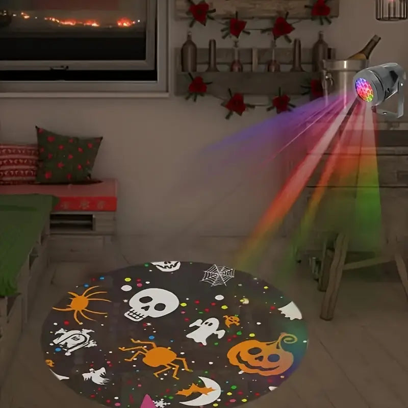 Halloween USB Projektor Lampa – LED Dekoration med Pumpa, Spindel & Fladdermusmotiv
