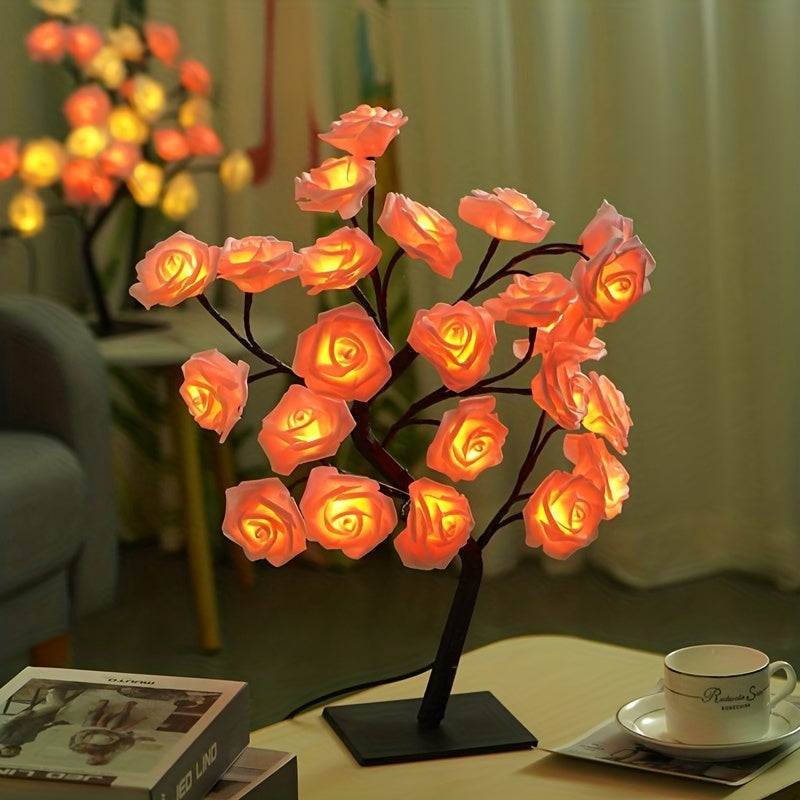 RozenLicht - LED Blomsterbordslampa med USB, Stämningsbelysning