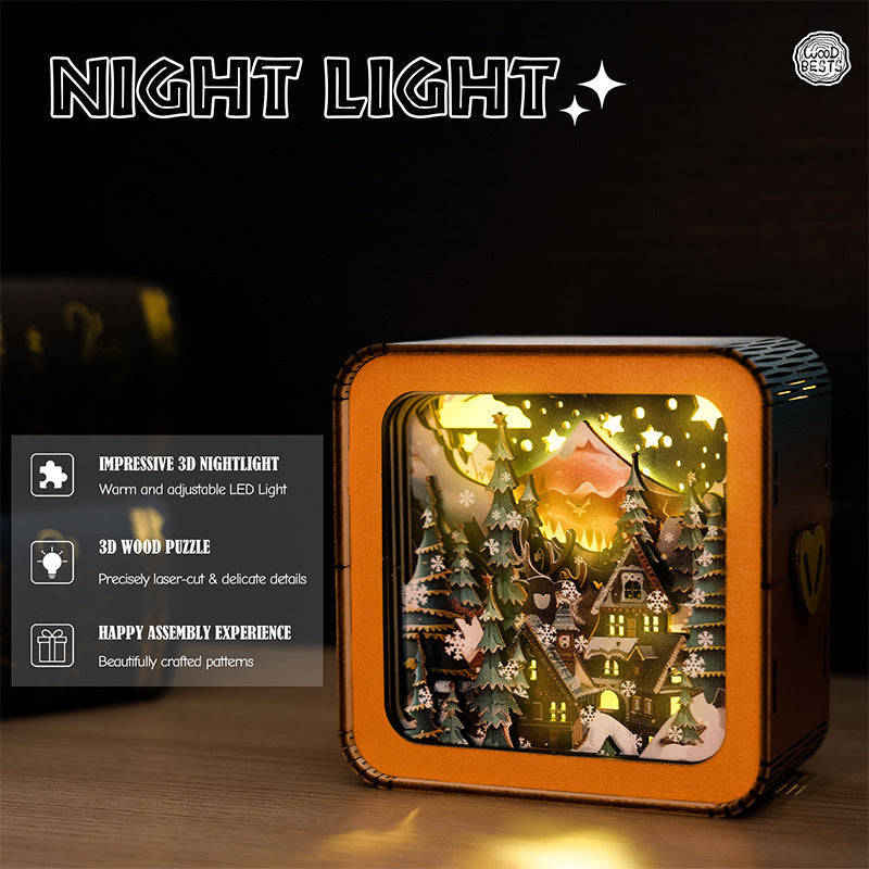 Atmosfärisk 3D Julhus Lampa Skala - Varm LED Ljus och Unik Dekoration