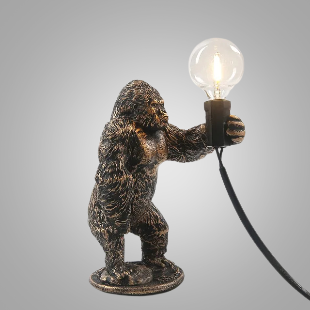 GorillaLux - Unik Gorilla Bordslampa | Modern Djurarmatur med Varm LED Belysning