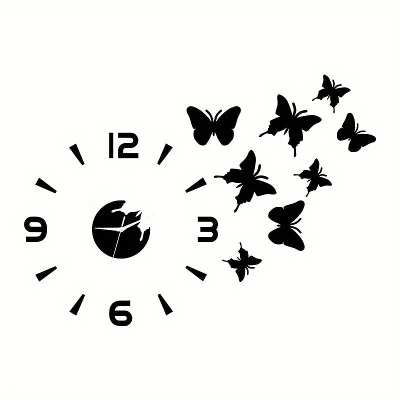 AcrylicButterfly - DIY 3D Fjäril Spegel Väggen Klocka