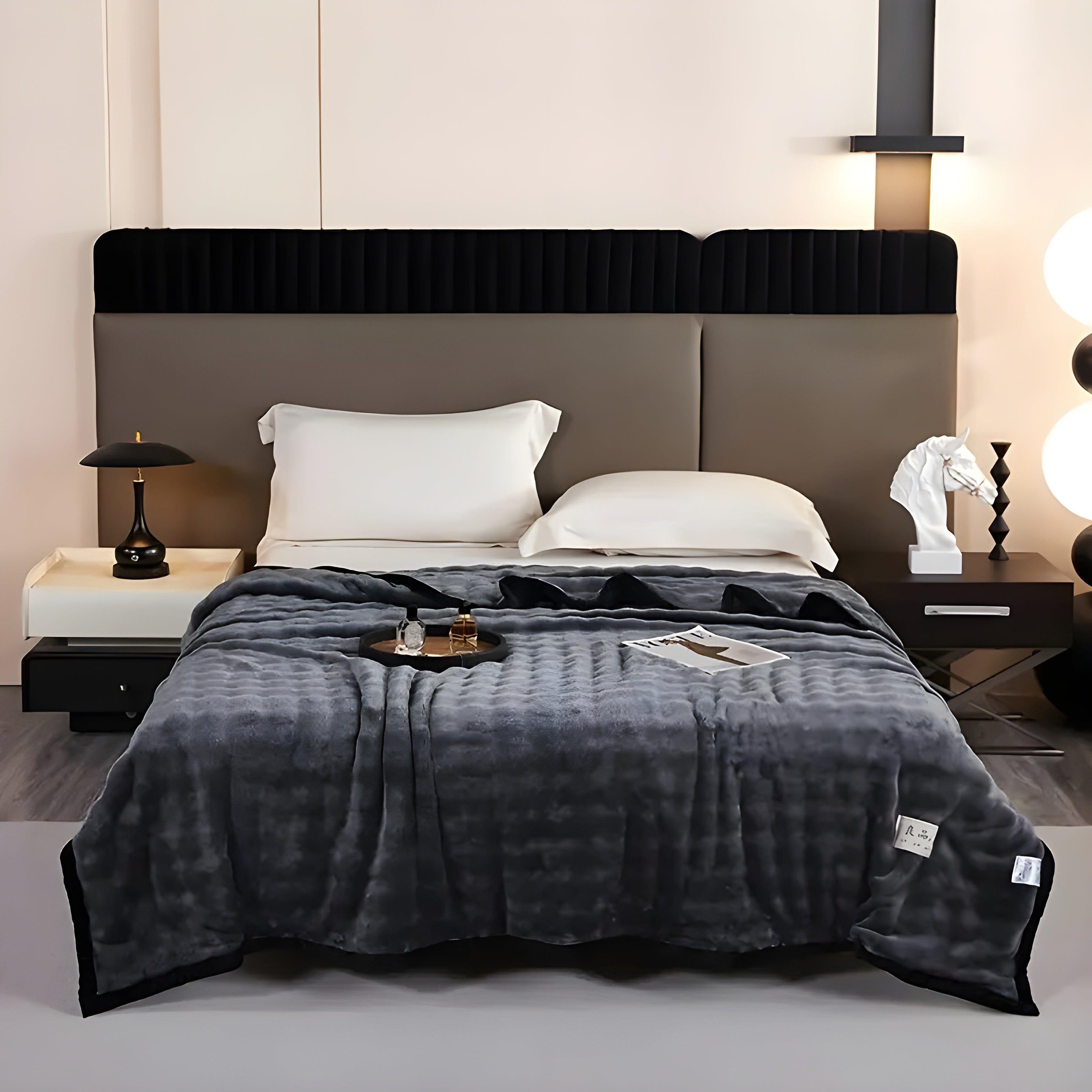 SoftSerenity Sängkläder Set - Lyxig Kaninfäll Plyschfilt