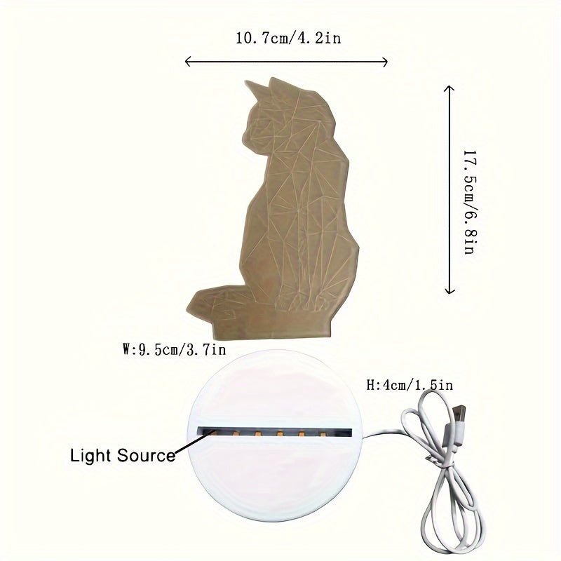 KatLicht - Geometrisk 3D Nattlampa USB Bordslampa