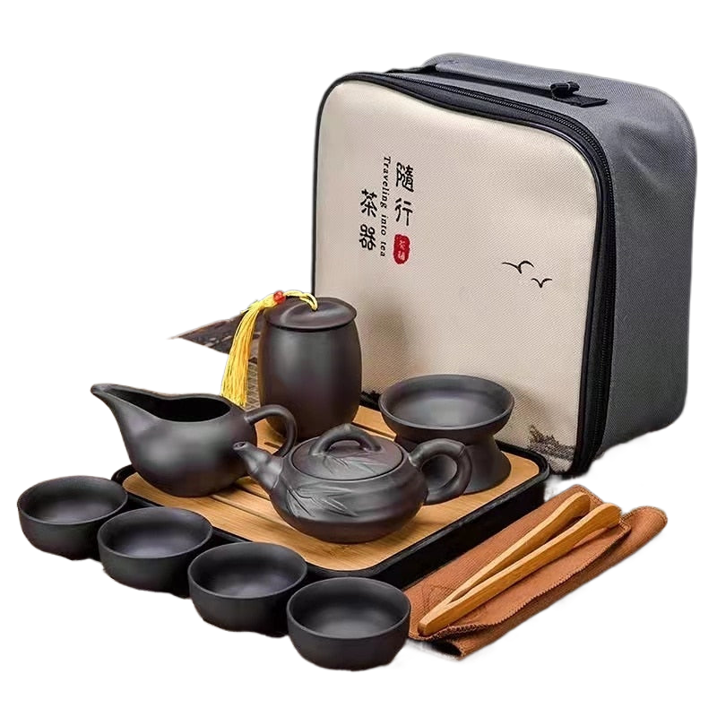 Carvallo - 9-delat teset för resa med förvaringsset och mörk finish