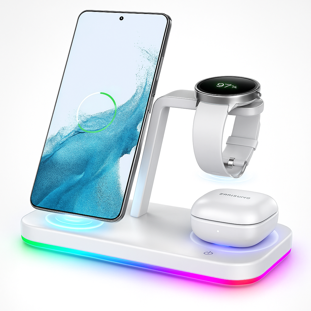 Trådlös laddare kompakt multi-enhet docka