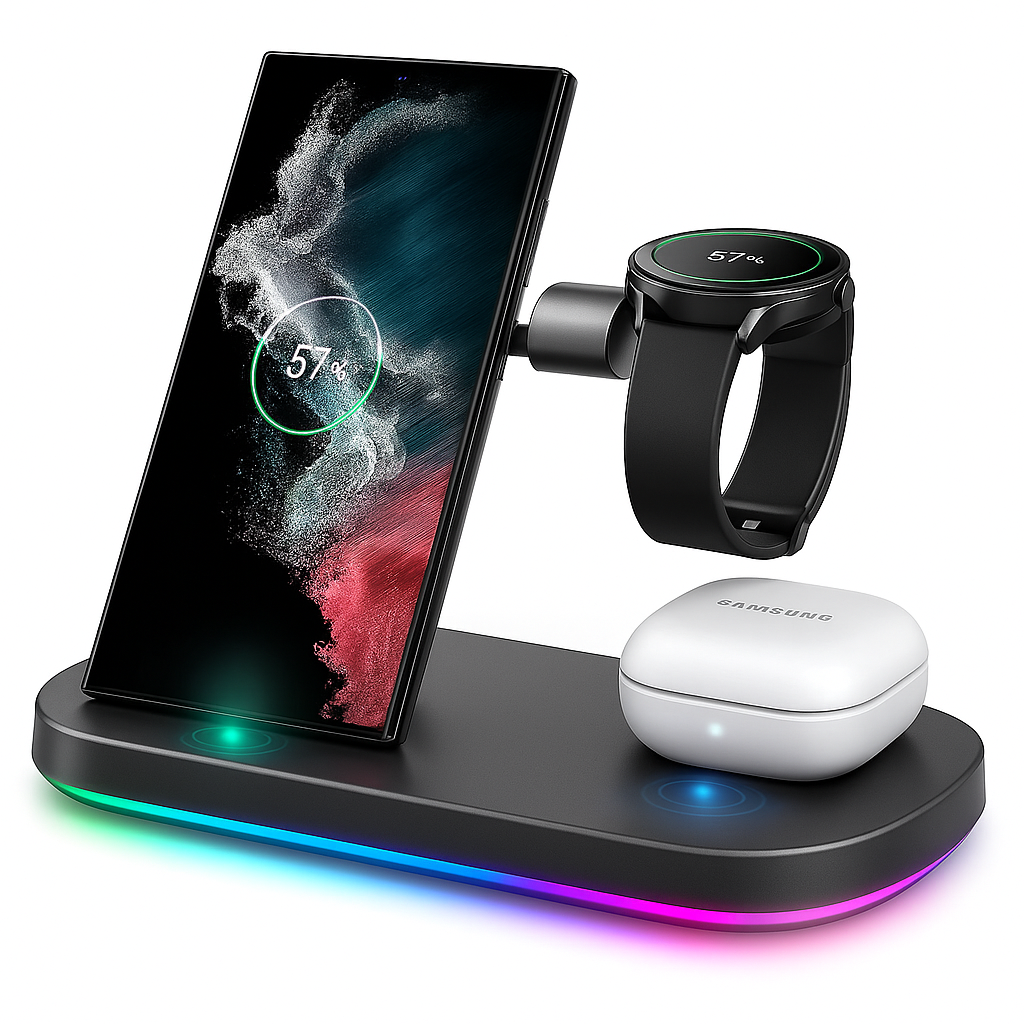 Trådlös laddare kompakt multi-enhet docka