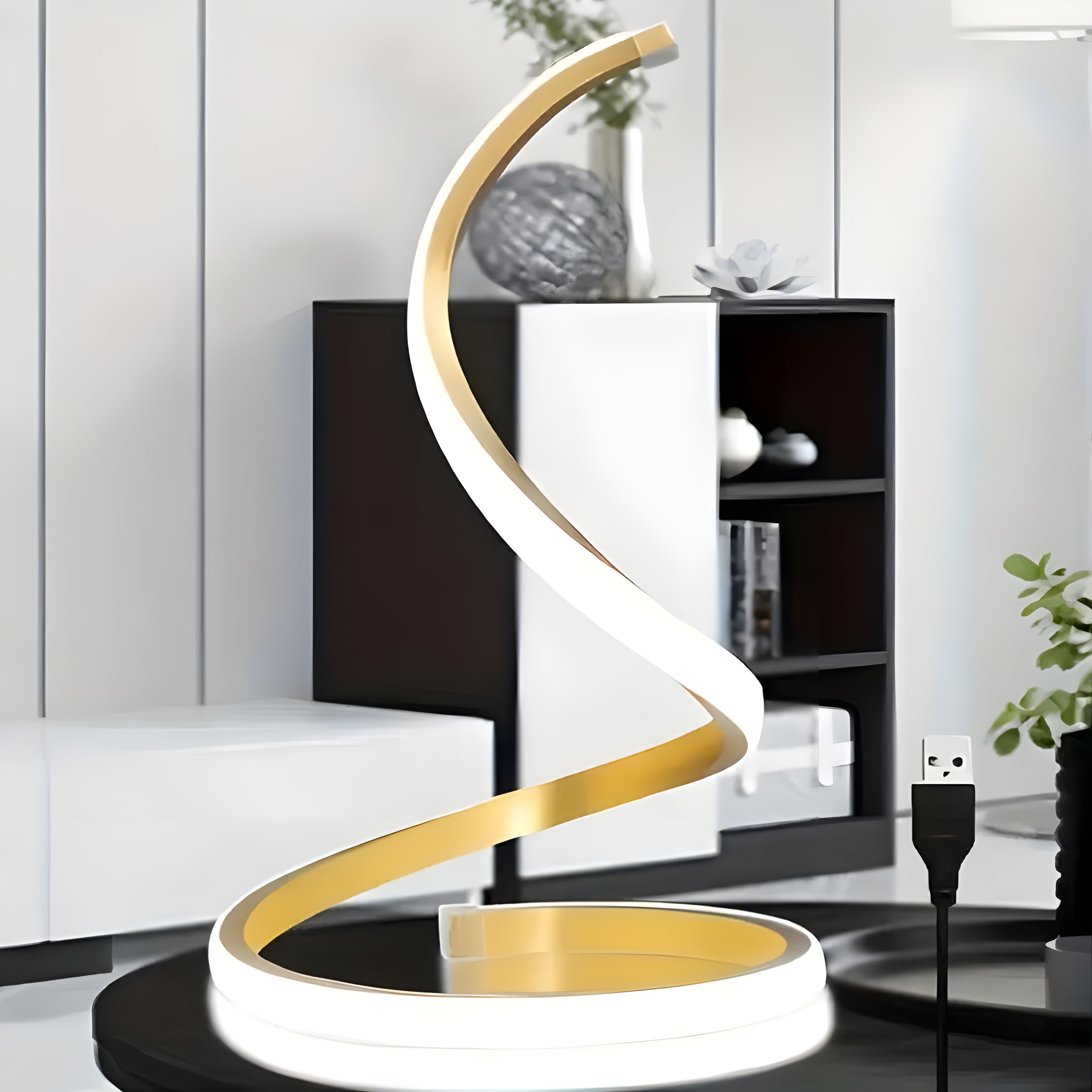 GlowTwist Lampa – Dekorativ USB-driven S-formad LED-bordslampa