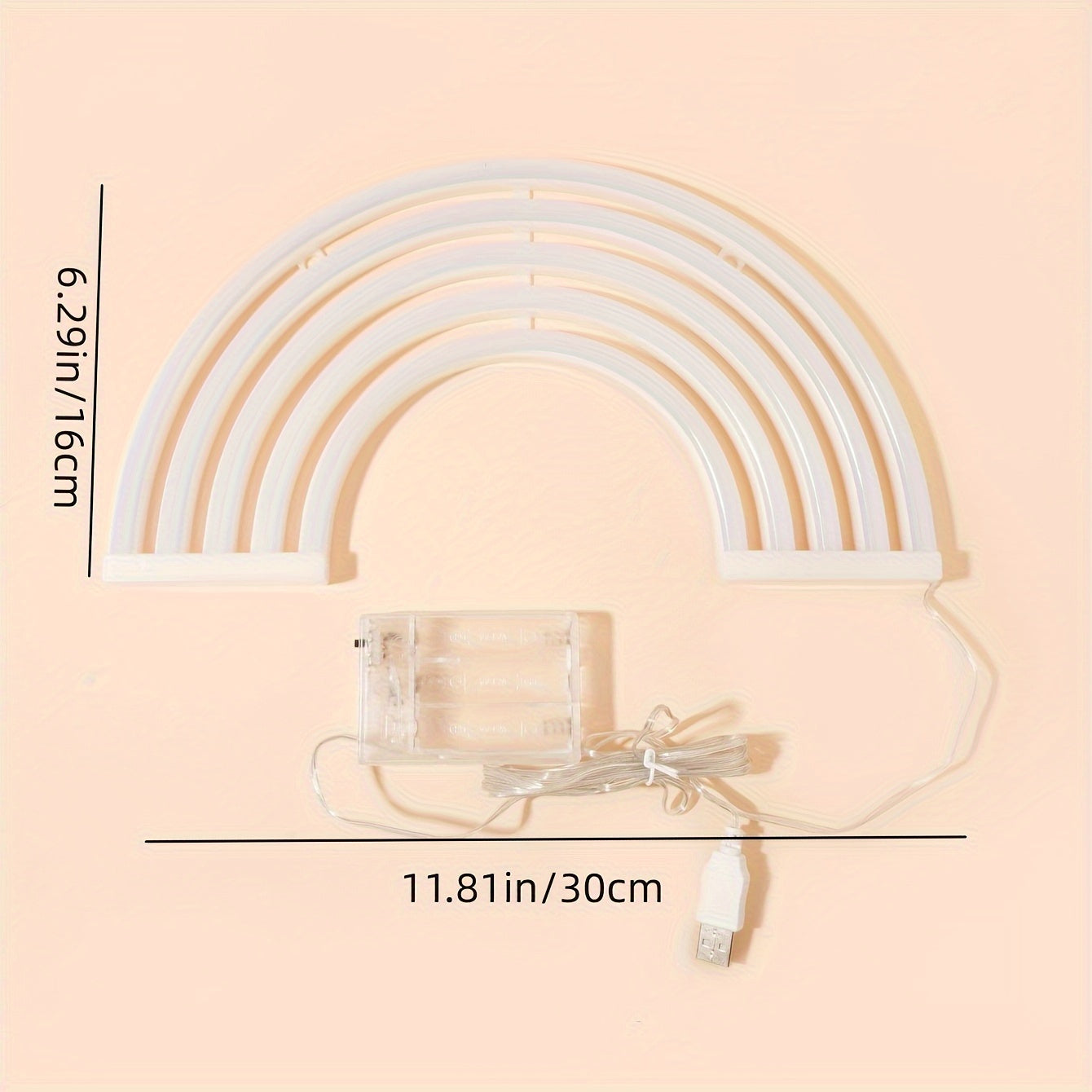 RainbowLight - Regnbåge Neonlampa med Batteri/USB-strömförsörjning