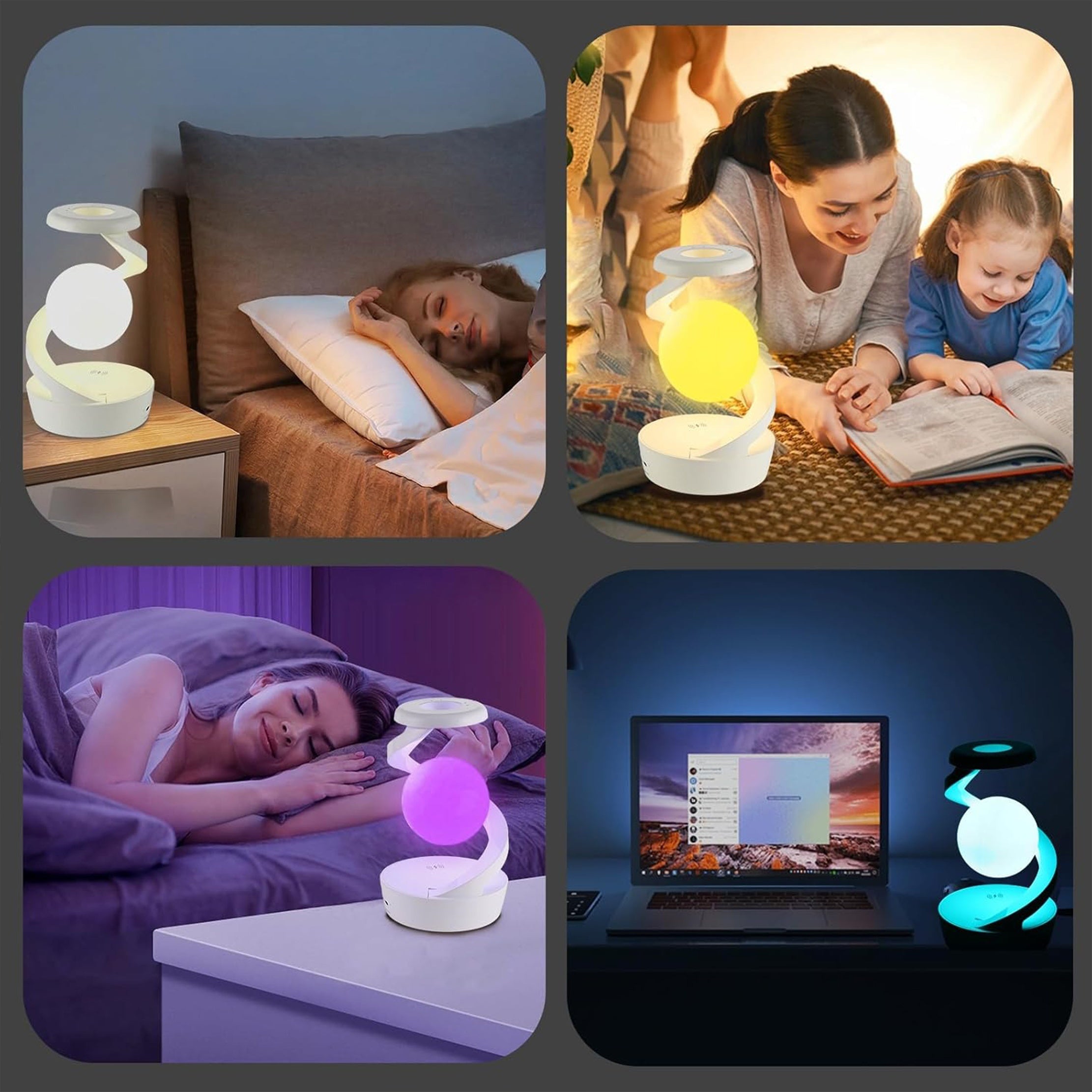 GestureGlow - RGB LED Skrivbordslampa med Trådlös Laddning