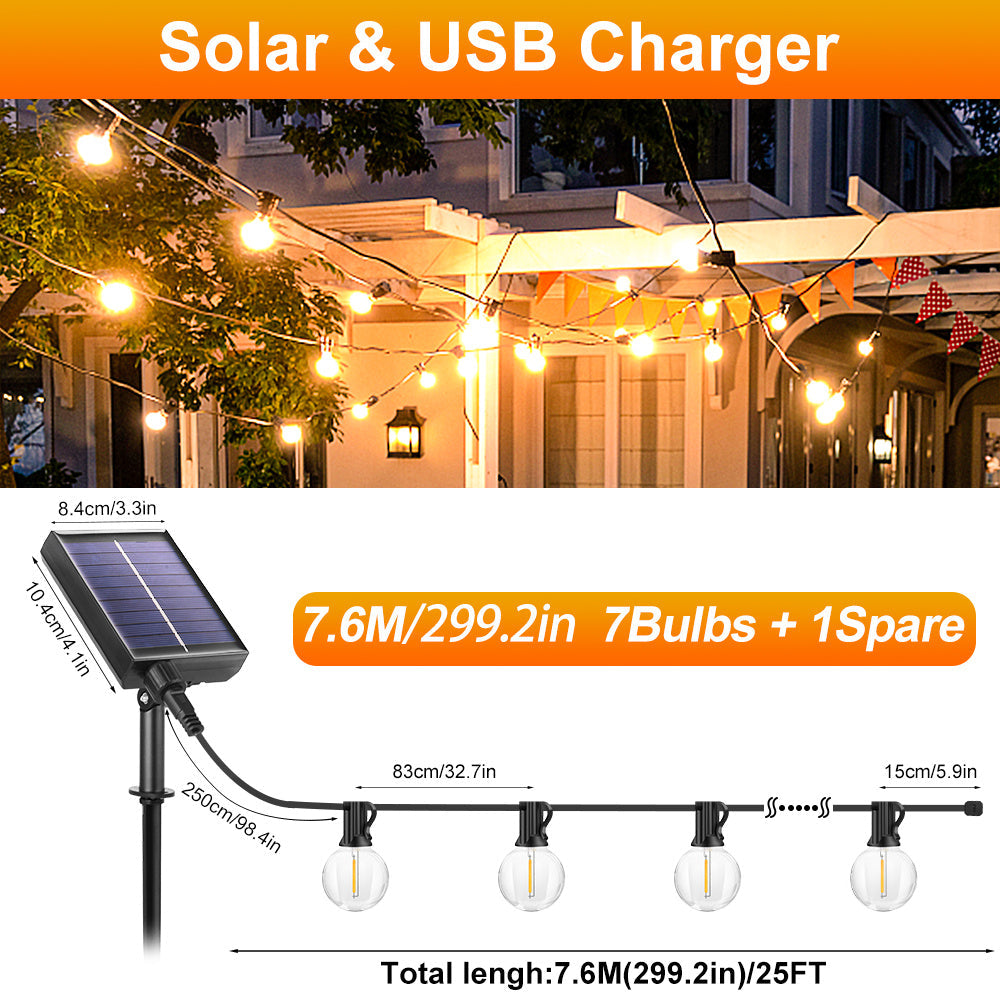Soliga utomhus ljusslingor för patio med varm glöd atmosfär