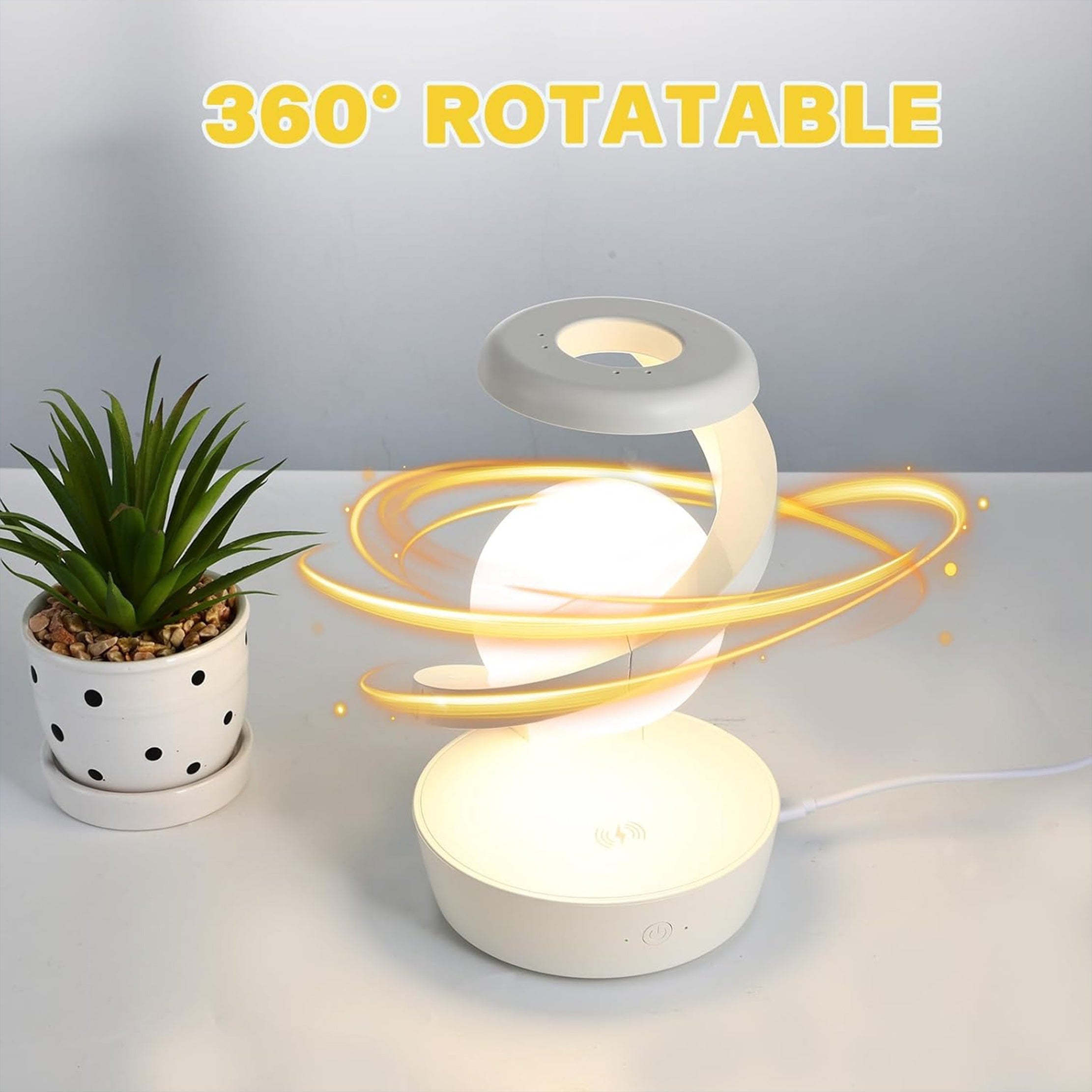 GestureGlow - RGB LED Skrivbordslampa med Trådlös Laddning