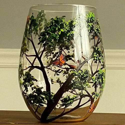 NatureVista – Handmålat glas med intrikata trä- och blomsterdesign
