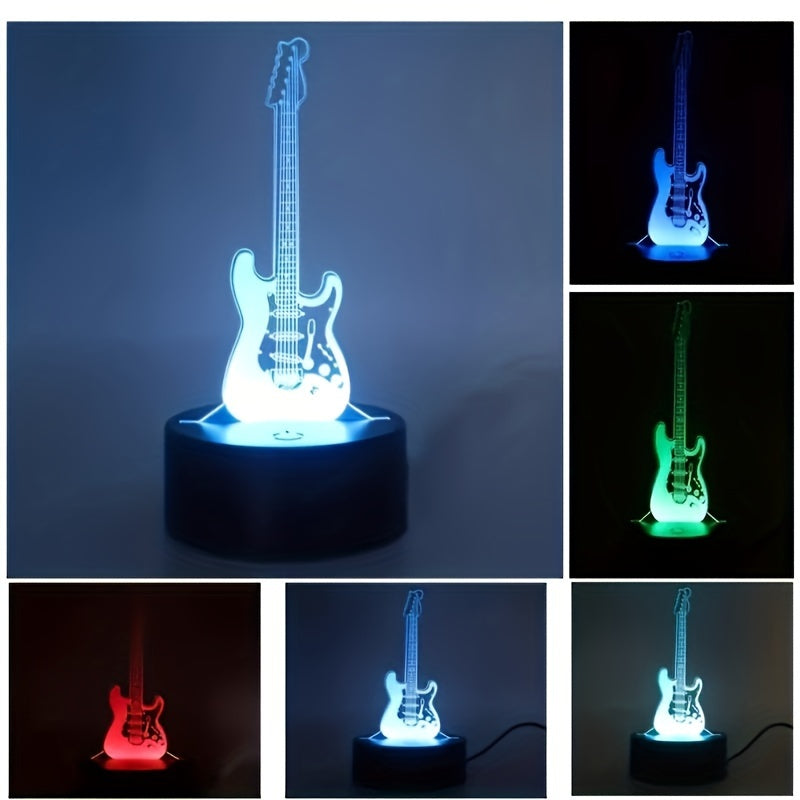 MusicGlow - 3D Gitarr LED Nattlampa med Flerfärgad Stämningsbelysning