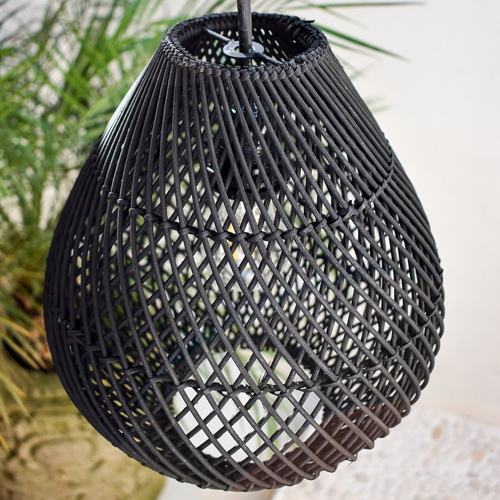 Boho Rattan Handvävd Svart Taklampa