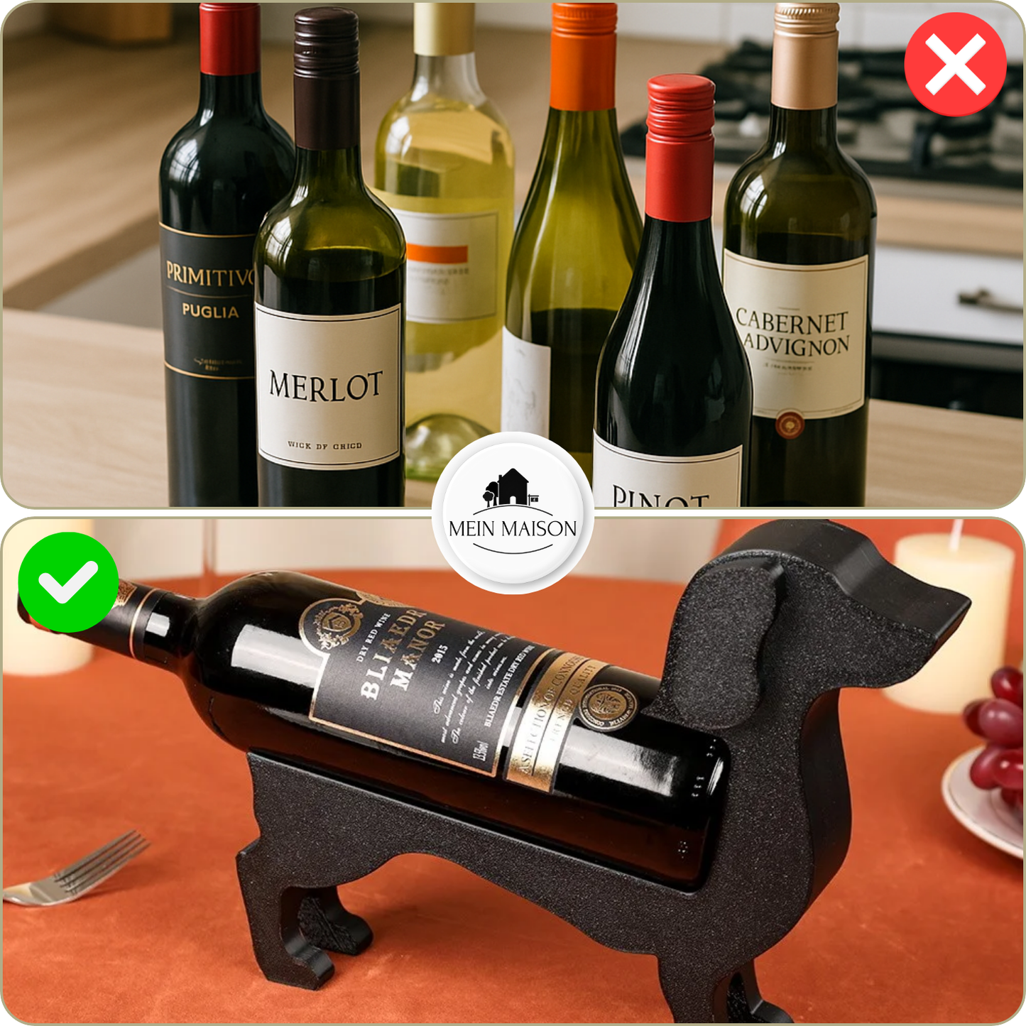 Carvallo Dachshund CorkHound | Originellt design | Stabil & Dekorativ | För 375–500 ml