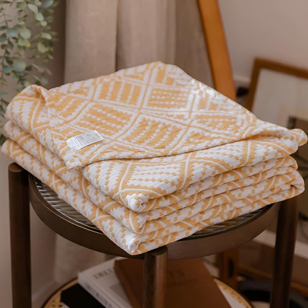 Rutig Mönster Bomulls Filt