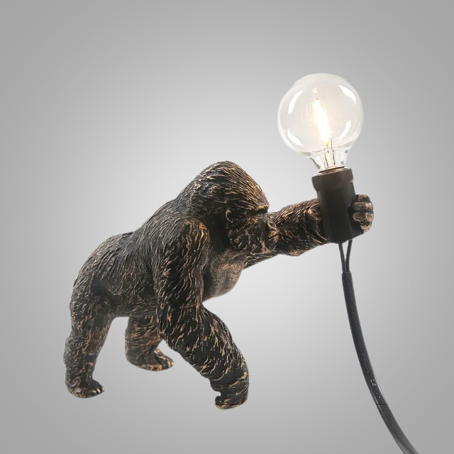 GorillaLux - Unik Gorilla Bordslampa | Modern Djurarmatur med Varm LED Belysning