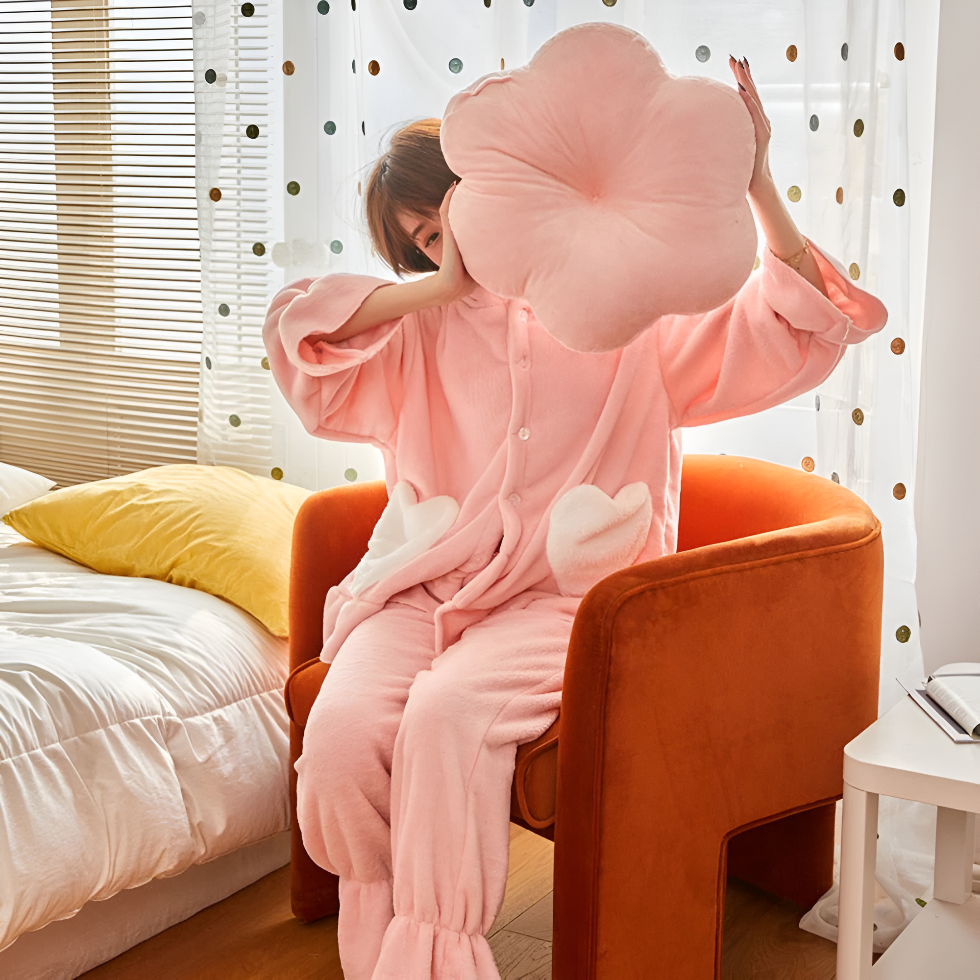 Plush Blomformat Sammet Kudde