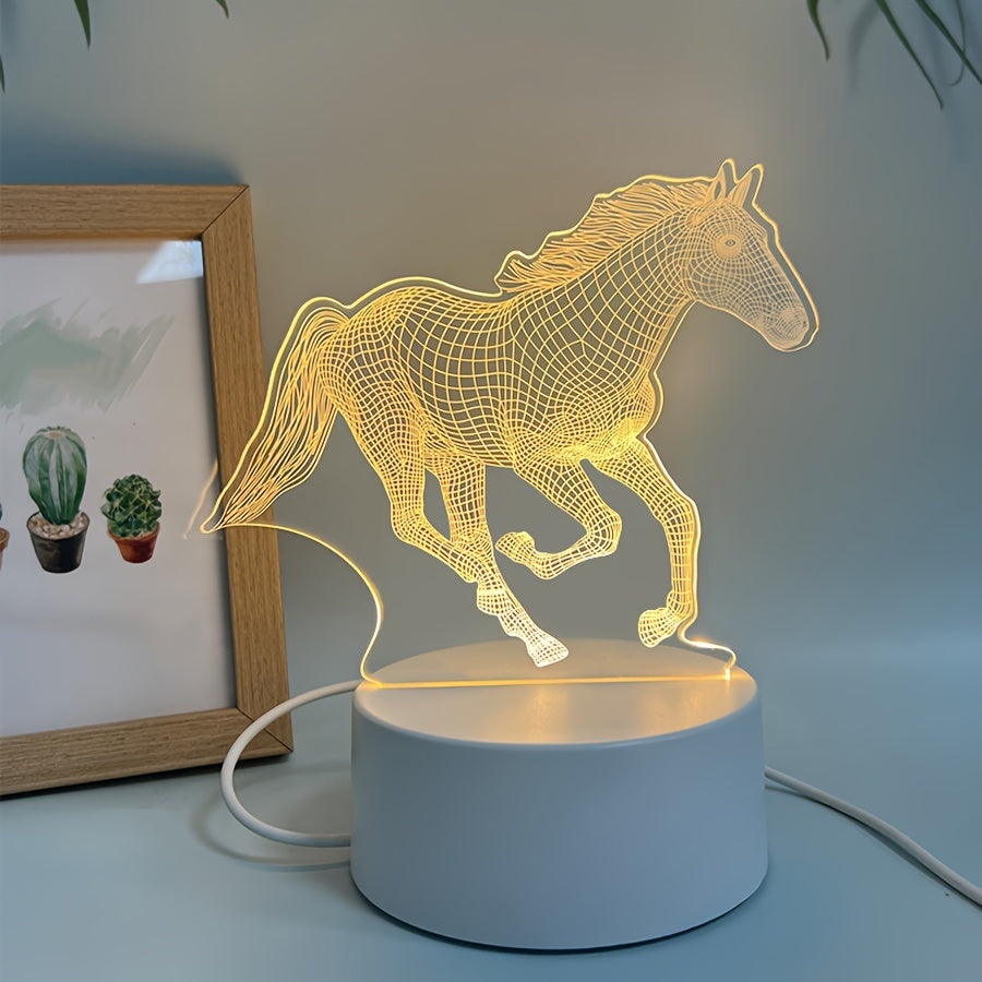 DierenLicht - Geometrisk Häst Nattlampa, USB-driven LED Bordslampa