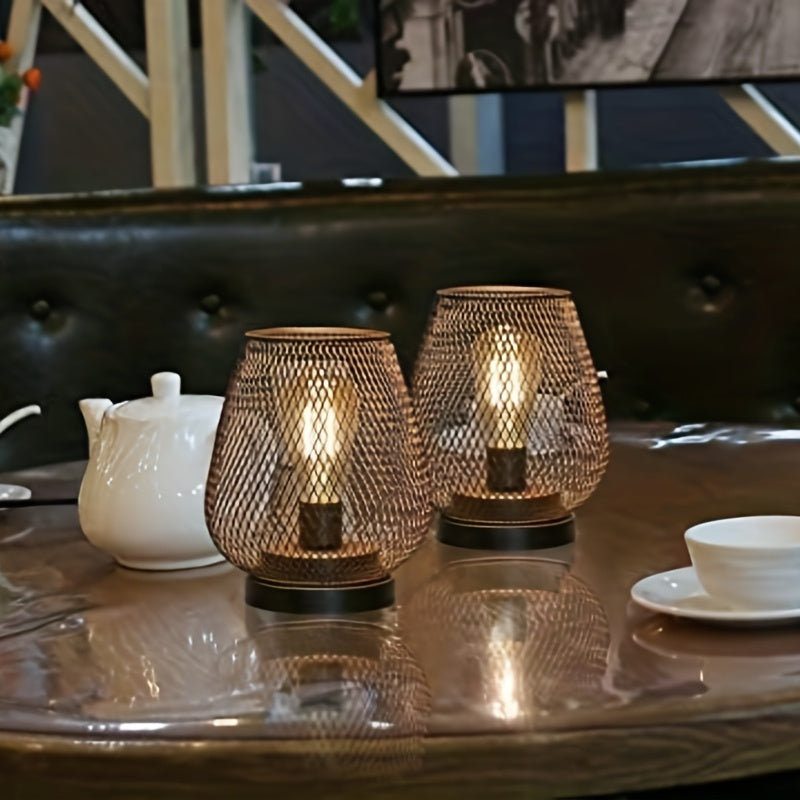 RusticMesh Bordslampa Set – Industriell Stil och Atmosfärisk Belysning