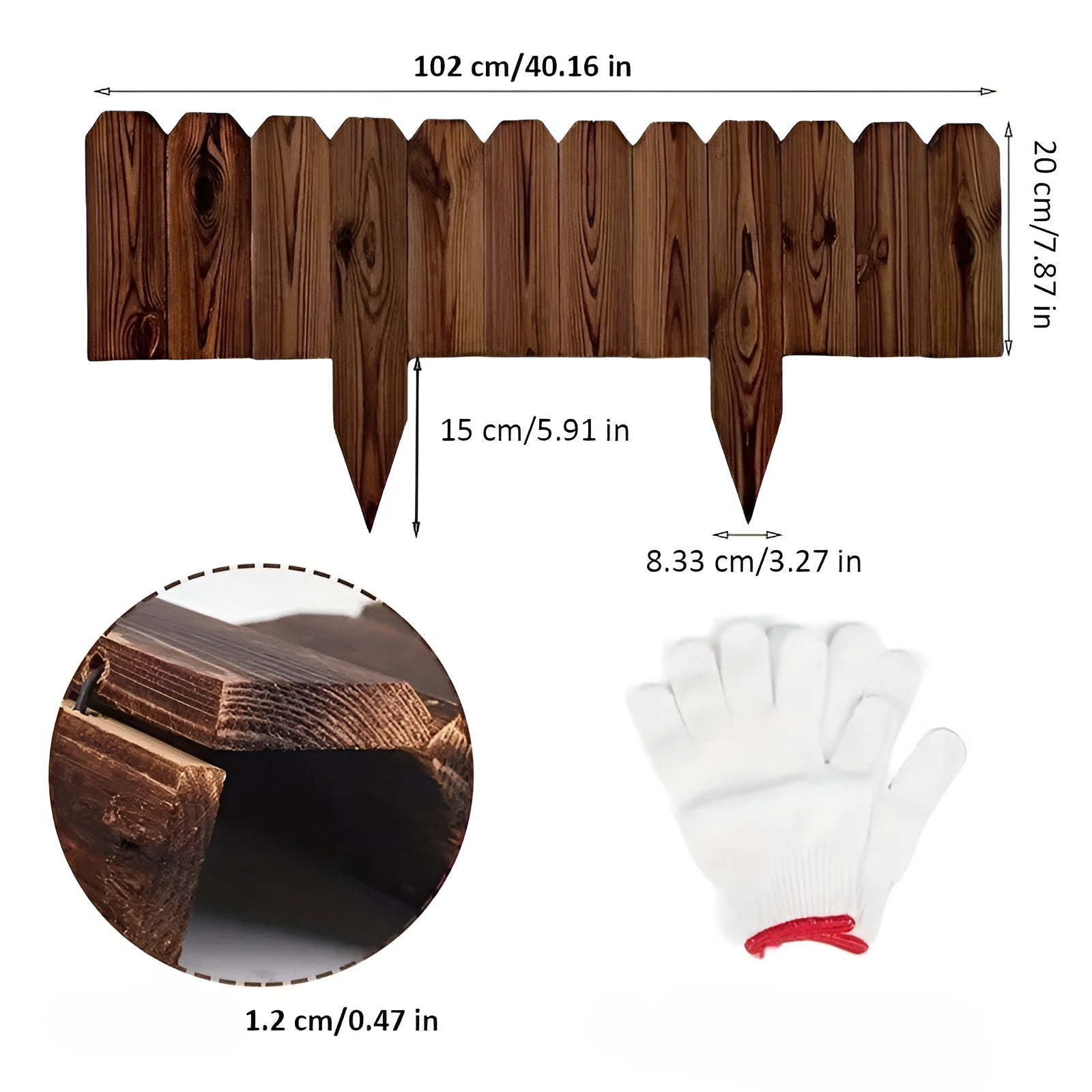 Flexibel trädgårdsstängsel i trä – Dekorativ kant för rabatt för trädgård & terrass