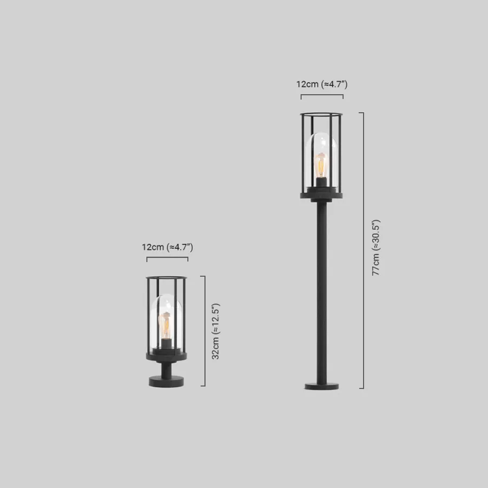 Modern utomhusgolvlampa med svart metallstolpe