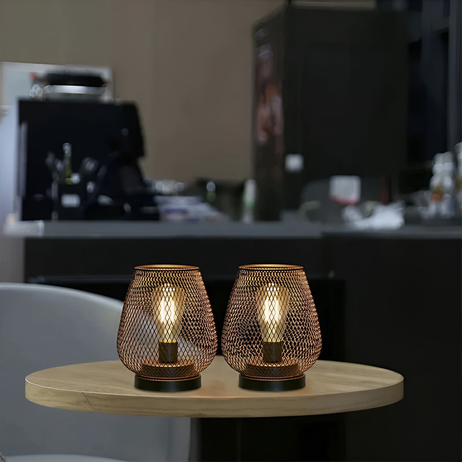 CageLuxe Lampa - Trådlös metallbur LED bordsbelysning