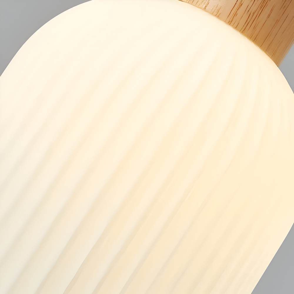 AkariLuxe Taklampa – Elegant hängande lampa av vit, ribbad glas i japansk stil