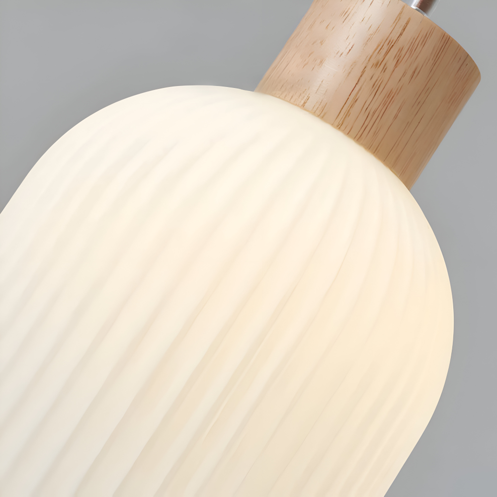 AkariLuxe Taklampa – Elegant hängande lampa av vit, ribbad glas i japansk stil