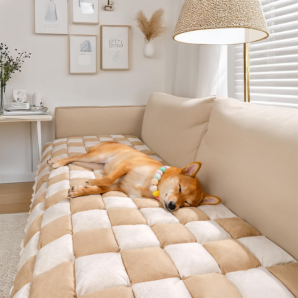 All-Season Rutigt Husdjursmatta Scratch-Resistent Skyddsoverkastsoffa