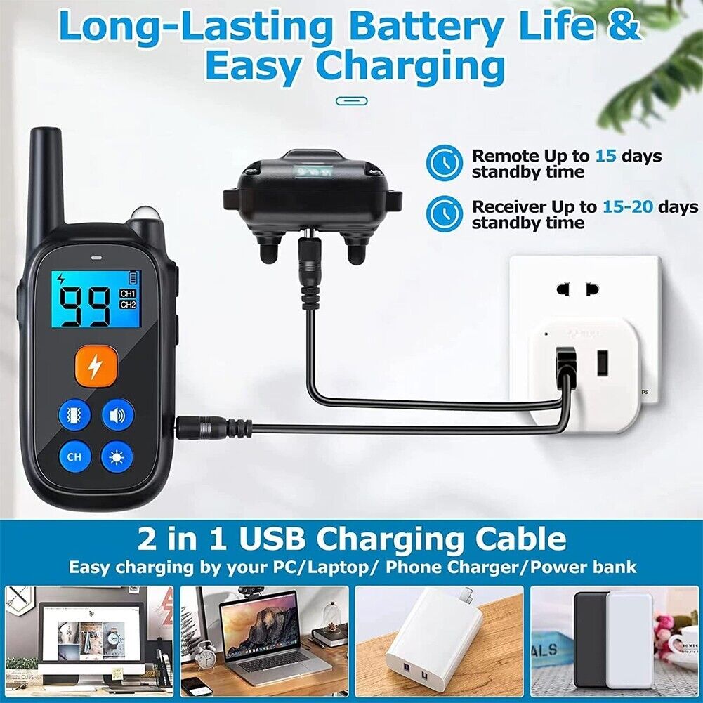 Anti-bark Elektrisk Stöt Djur Hund Träning E-halsband Lydnad Fjärrkontroll