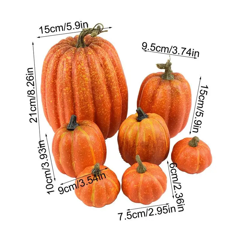 Set av 7 Falska Halloween Pumpor