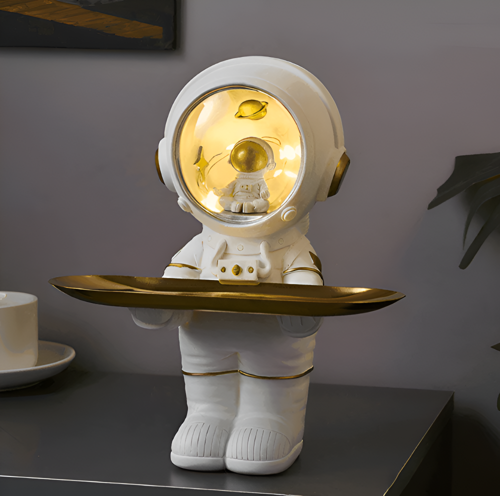 AstroTray – Astronaut Dekorationsförvaringsbricka av konstharp | Modernt fat för nycklar och tillbehör