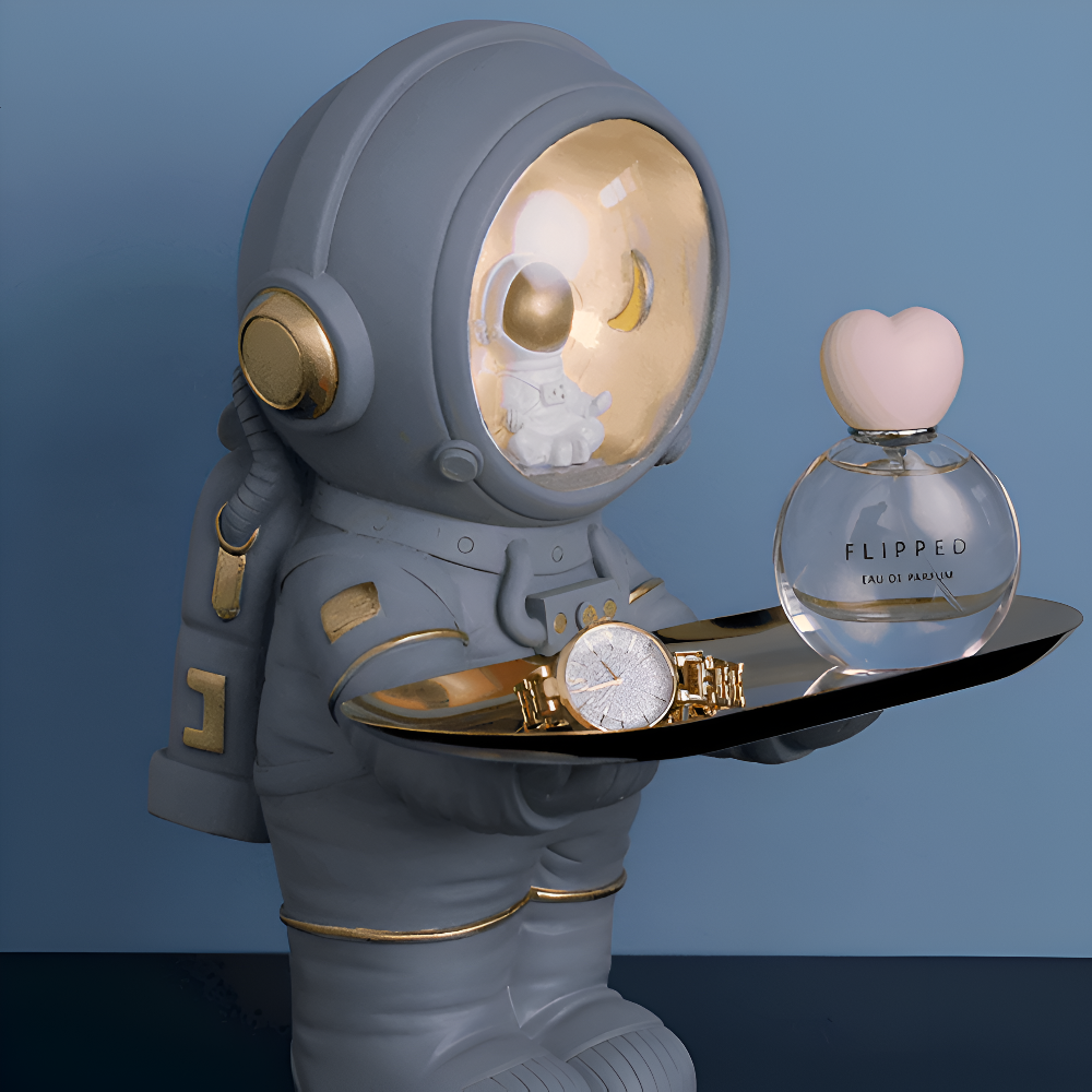 AstroTray – Astronaut Dekorationsförvaringsbricka av konstharp | Modernt fat för nycklar och tillbehör