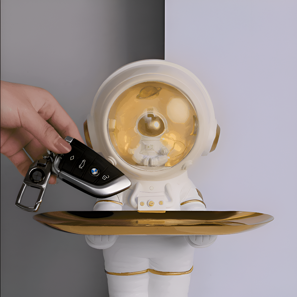 AstroTray – Astronaut Dekorationsförvaringsbricka av konstharp | Modernt fat för nycklar och tillbehör