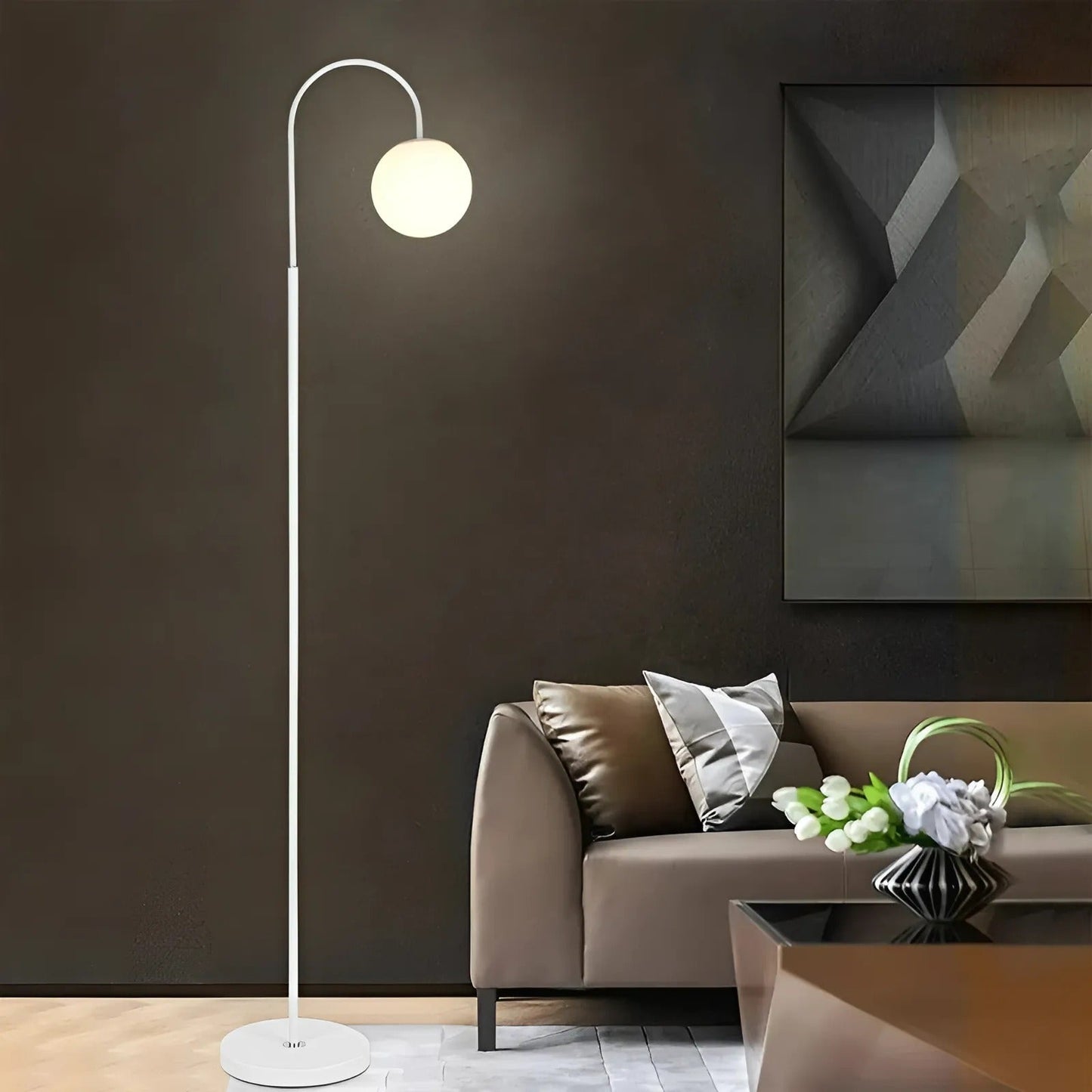 Ball Lampskärm LED Golvlampa med Modern Metallram